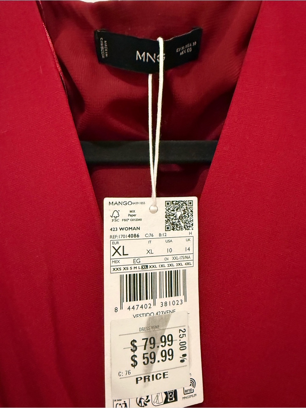 Red Wrap-Style Mini Dress - Picture 5 of 7